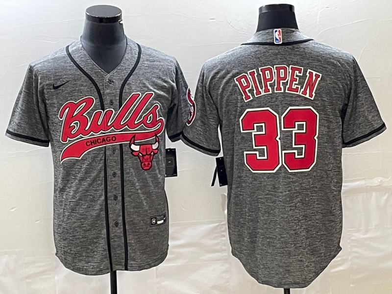 Men Chicago Bulls 33 Pippen Grey Nike 2023 NBA Jerseys